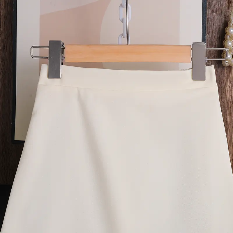 Summer New 2PCS Solid Color White Square Collar Single Breasted Sleeveless Top & Solid Color Skirt For Girls 8-12 Years Elegant