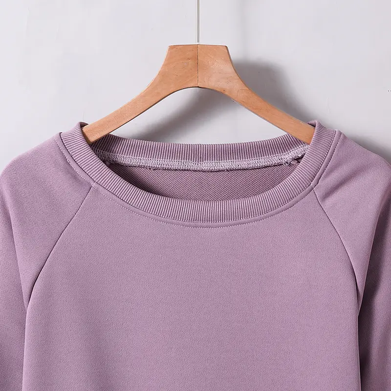 Girls New Designed Classic Comfortable Clothes Sets Teenager Spring Autumn Suit Purple Solid Color Long Sleeve Hoodie And Short