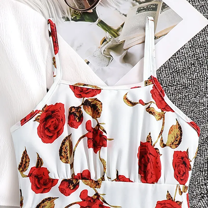 2025 New Kids Autumn Suit Solid Color White Long Sleeve Top & Print Sling A-Line Dress For Girls 8-12 Years Sweet Style Daily