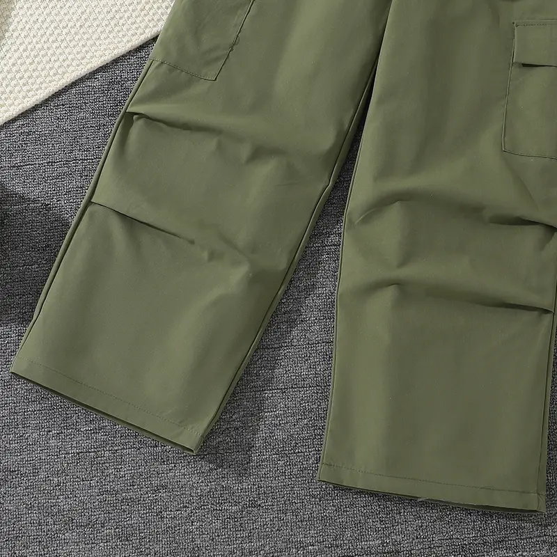 Autumn Outfit For 4-7 Years Girls White Letter Long Sleeve Top And Army Green Pants High Quality Daily Causal Simple Style Suit
