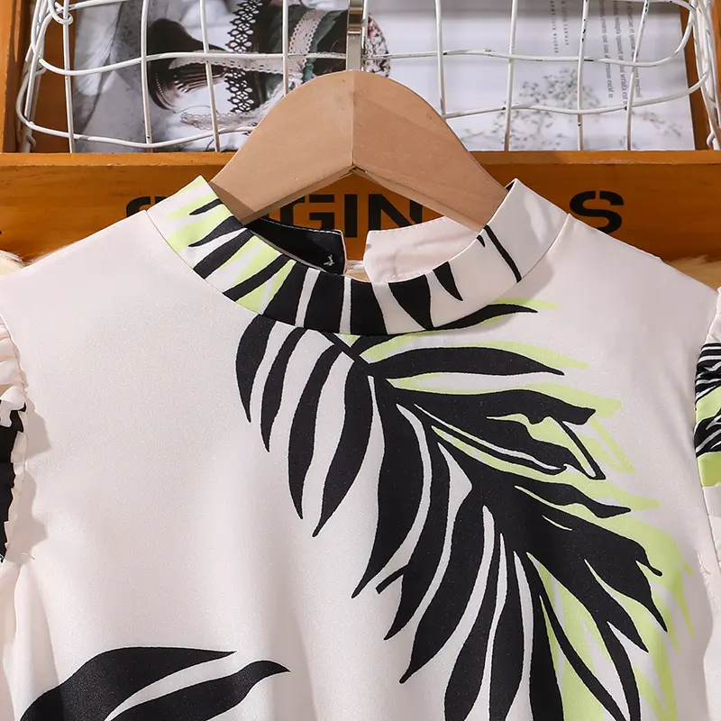 Girls White Printed Dress Sleeveless Belted Maxi Dress Vacation Style Casual Dress Children Clothes Trendy Summer Dress
