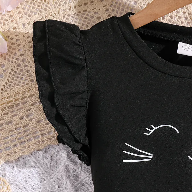 Kids Clothing Sets for Girls Cute Cartoon T-shirt & Pink Polka Dot Skirt Summer Outfit For Girls Adorable Daily Casual Clothes
