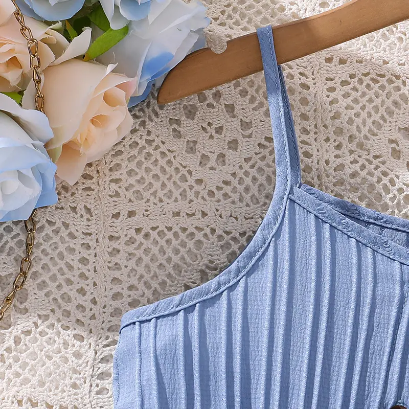 Summer New Girl Baby Strap Shorts 4-7 Years Old Fashion Comfortable Girl Strap Shorts With Belt Kids Daily Casual Set