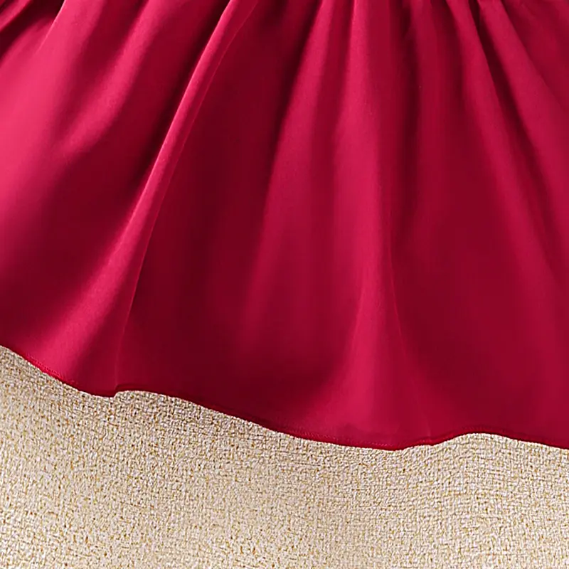 New Designed Classic Retro Red Long-Sleeved Dress Drama Stylish Elegant Vacation Holiday Party Graduation Mermaid Fishtail Skirt