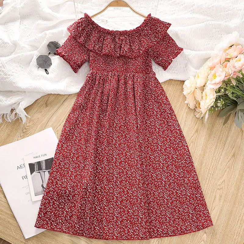Summer 8-12 Girls' DressSweetly Ladylike Off-the-Shoulder Floral Print Maxi DressSweetly Fresh Princess Party