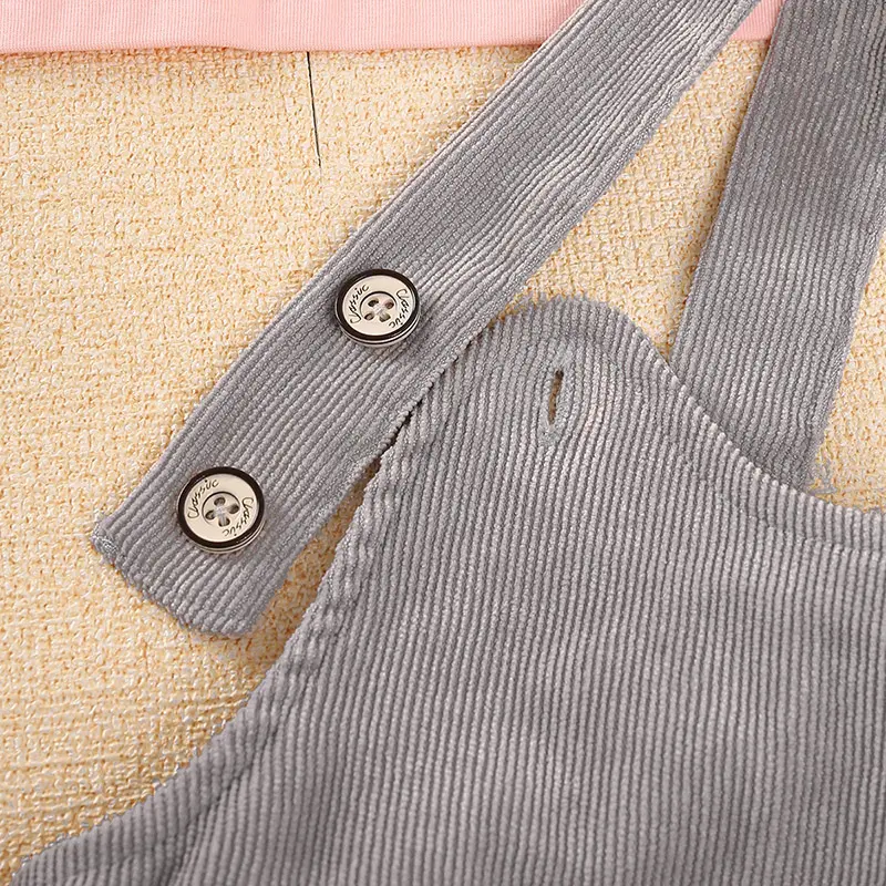 Autumn New Girls Clothes Sets 1-5 Years Girls Pink Top + Grey Overalls Korean Style Suits Stylish Girls Vacation Holiday Clothes