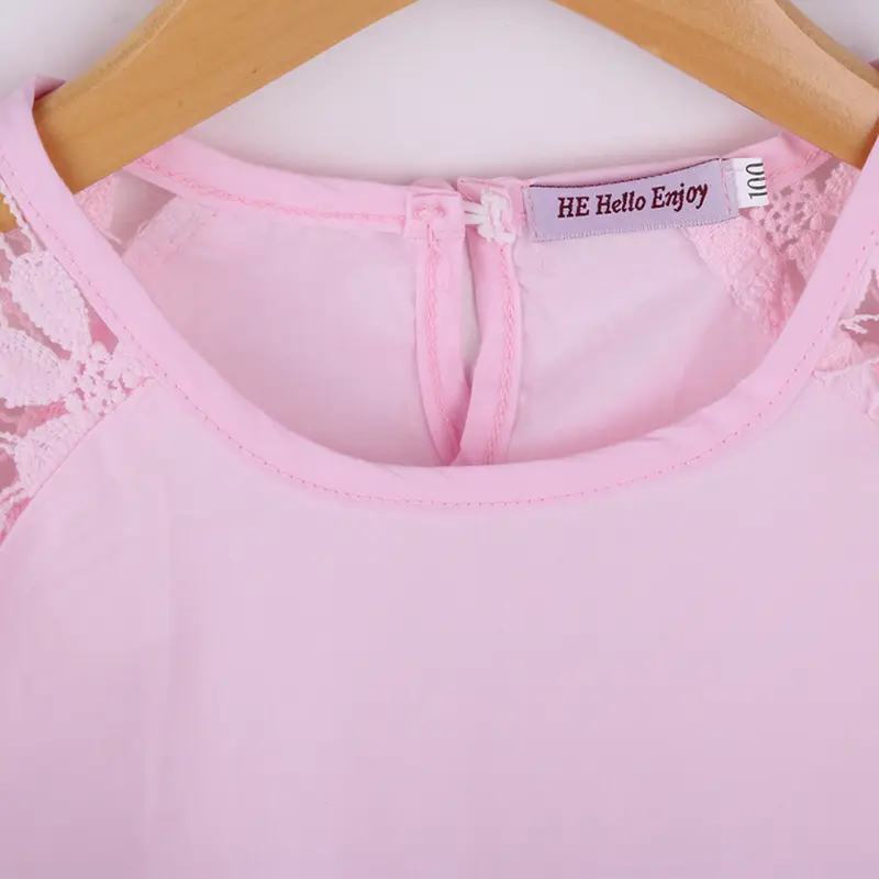 Summer Girl's Cute Peter Pan Collar Ruffle Short Sleeve Top with Cut-out Flowers Fresh Princess Style Children's Clothing