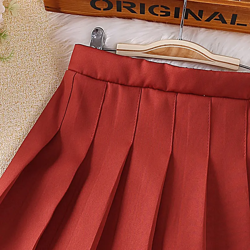Short skirt for girls 4-12 years Orange Pleated Skirt For Girls Casual Korean Style Short Skirt For Children