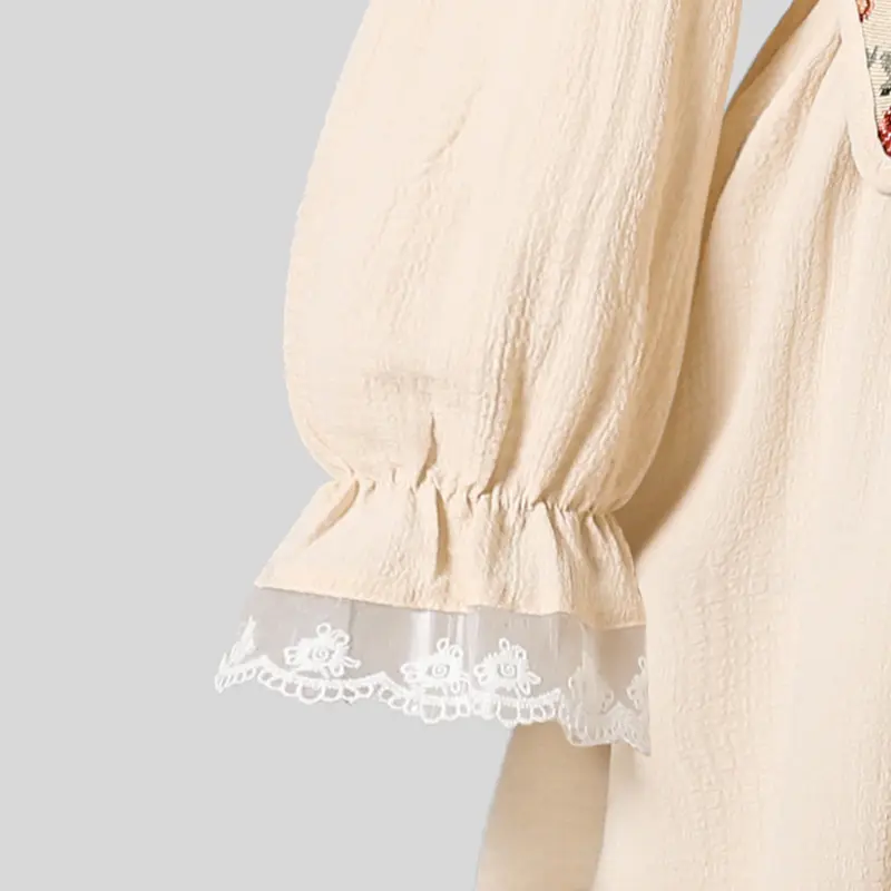 2025 New Girls Autumn Dress Solid Color Beige Square Collar Long Sleeve Corset Strappy A-Line Dress For Girls 8-12 Years Frenchy