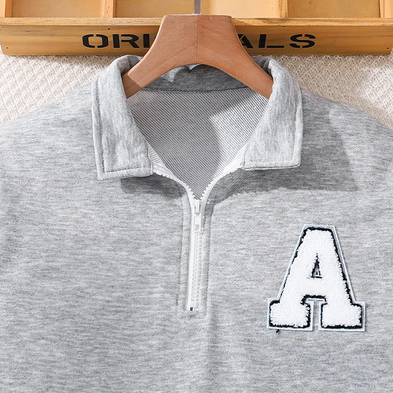 Kids Clothes Sets For Girls 8-12 Years Grey Letter Long Sleeve Top And Black Shorts Simple Classic Design Sports Causal Style