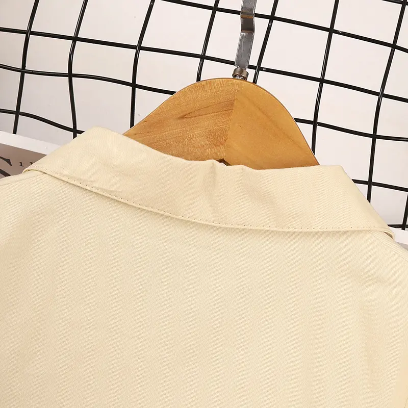 Autumn New Jacket For Girls 2-6 Years Khaki Long Sleeve Trench Coat Korean Style Casual Vacation Holiday Clothes Jacke
