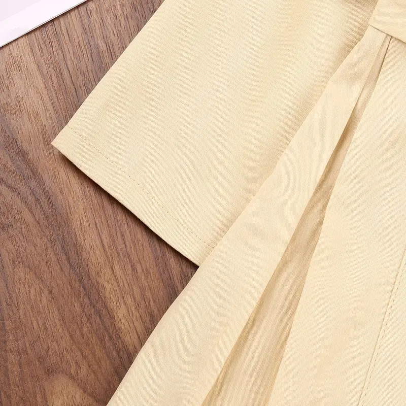 Autumn New Jacket For Girls 2-6 Years Khaki Long Sleeve Trench Coat Korean Style Casual Vacation Holiday Clothes Jacke