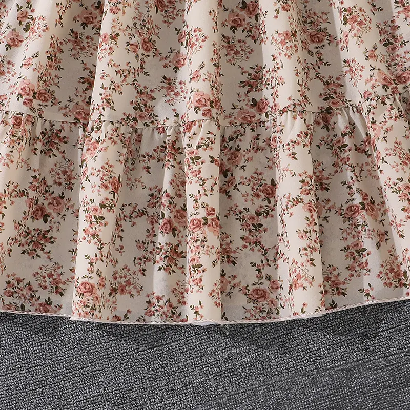 Summer Girls Clothes Sets Casual Princess Outfits Pink Long Sleeved Coat And Beige Floral Dress Casual Vacation Holiday Clothes