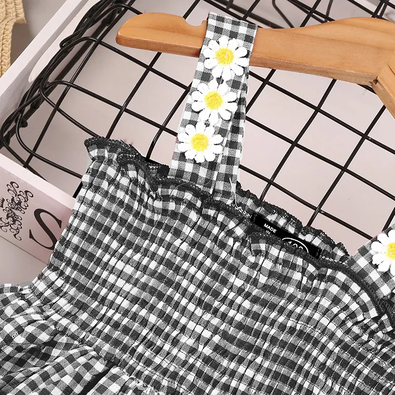 Dress Kids Girls 2-6 Years Black Plaid Slip Dress Cute And Casual Vacation Holiday Party Dress Graduation Clothes