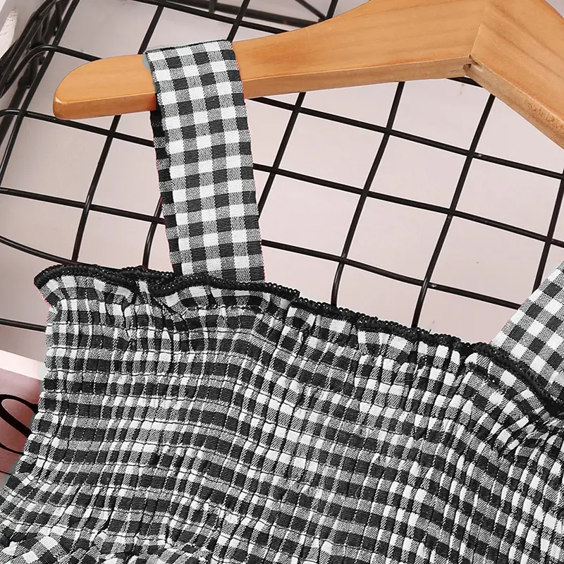 Dress Kids Girls 2-6 Years Black Plaid Slip Dress Cute And Casual Vacation Holiday Party Dress Graduation Clothes