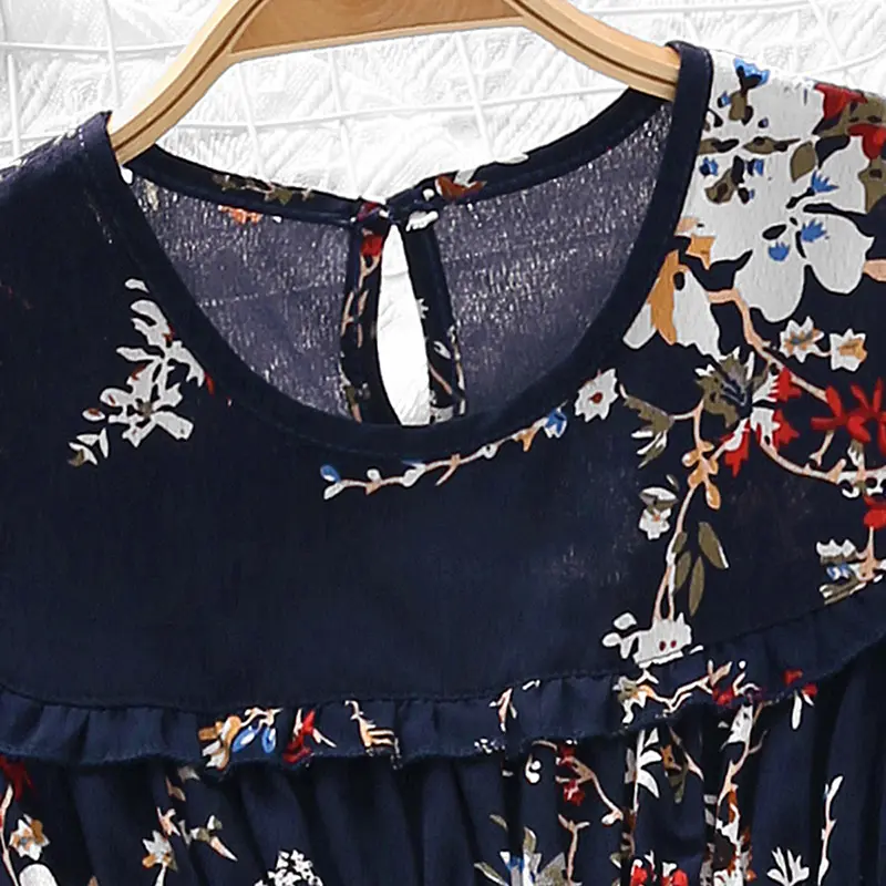 Girls children's clothing summer crewneck camisole peplum stitching dress cute flower print princess skirt skirt