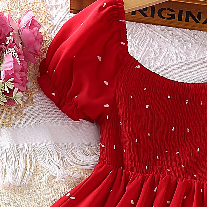 Summer Dress Baby Girl Cute Polka-dot Princess dress elegant party dress with puffy sleeves Princess skirt children's clothing