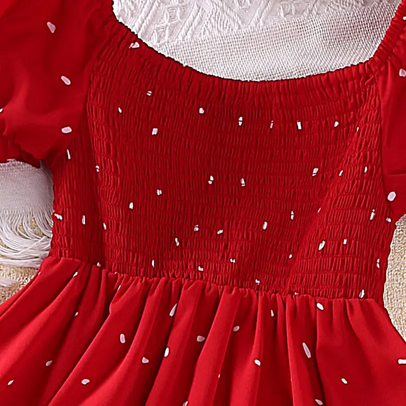Summer Dress Baby Girl Cute Polka-dot Princess dress elegant party dress with puffy sleeves Princess skirt children's clothing