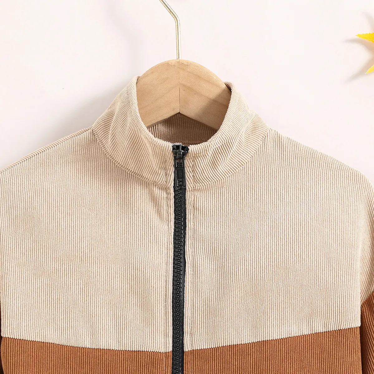 Autumn New Jacket For Girls 4-7 Years Tri-Color Patchwork Corduroy Coat For Girls Korean Version Simple Casual Coat