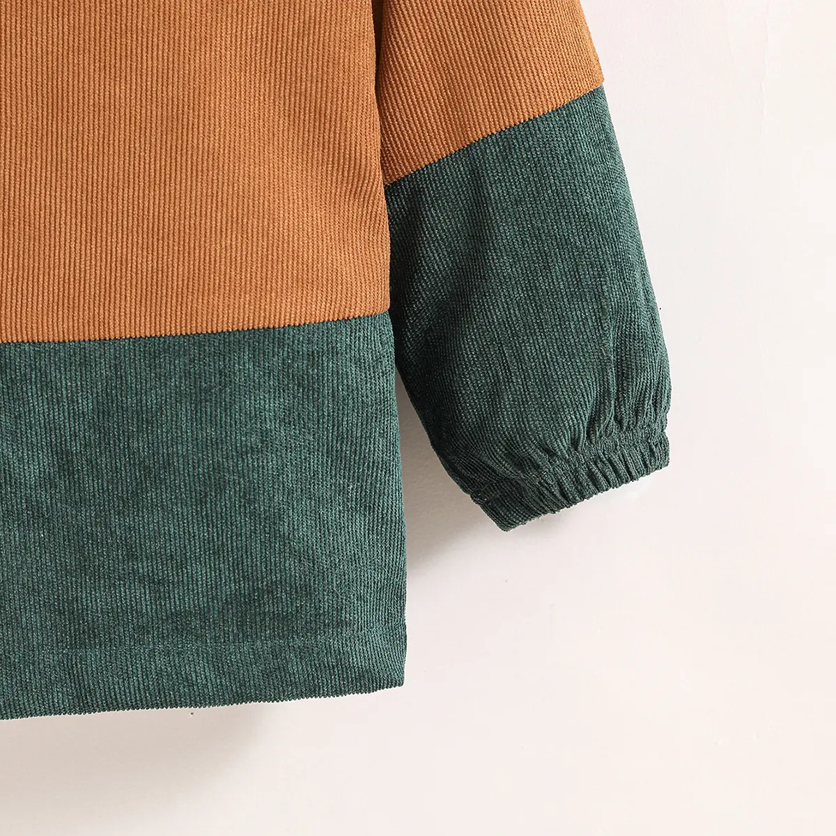 Autumn New Jacket For Girls 4-7 Years Tri-Color Patchwork Corduroy Coat For Girls Korean Version Simple Casual Coat