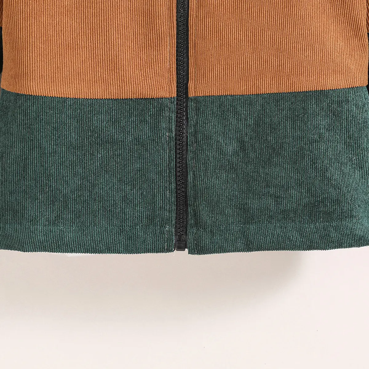 Autumn New Jacket For Girls 4-7 Years Tri-Color Patchwork Corduroy Coat For Girls Korean Version Simple Casual Coat
