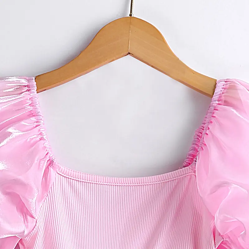 Kids Dress For Girls 8-12Years Pink Bubble Sleeve Square Neck Dress Princess Dress Princess Style Wedding Dress Party Dress
