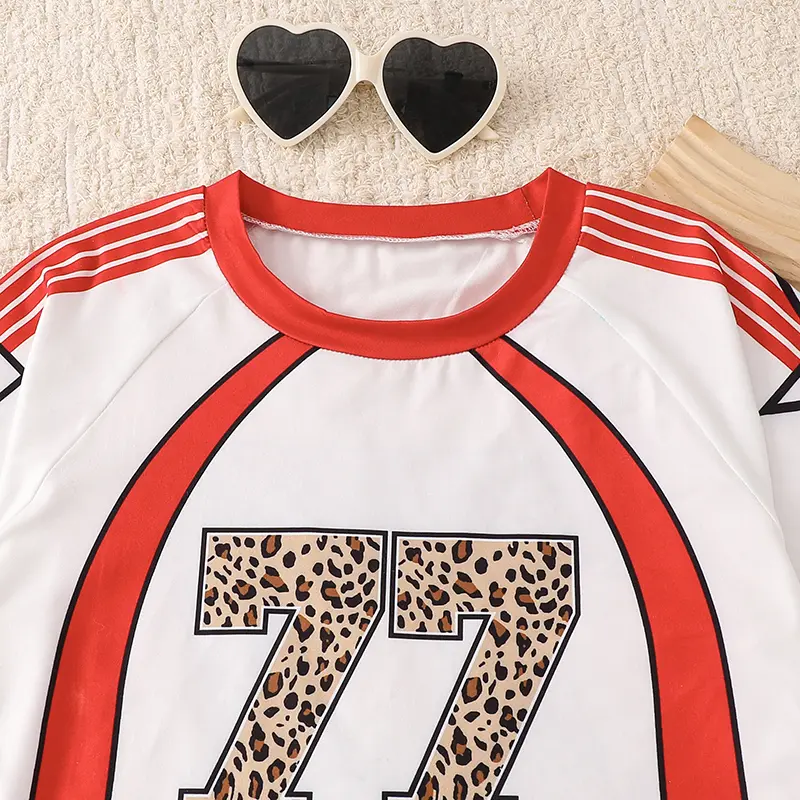 Kids Outfit  Tow Pieces Set For Girls O-Neck Striped Figure Spot Short Sleeve Top & Elastic Waist Shorts Summer Daily Casual