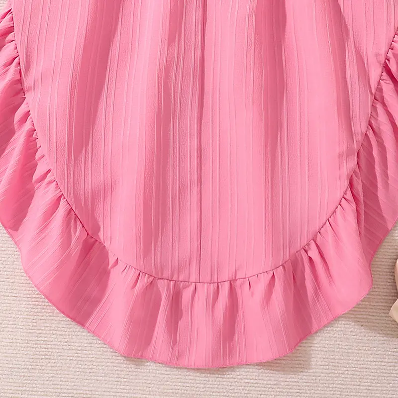 Girls Clothing Sets Pink Off-Shoulder Short Top & Irregular-hem Skirt 2 Pcs Family Gathering Birthday Party Dating Clothes