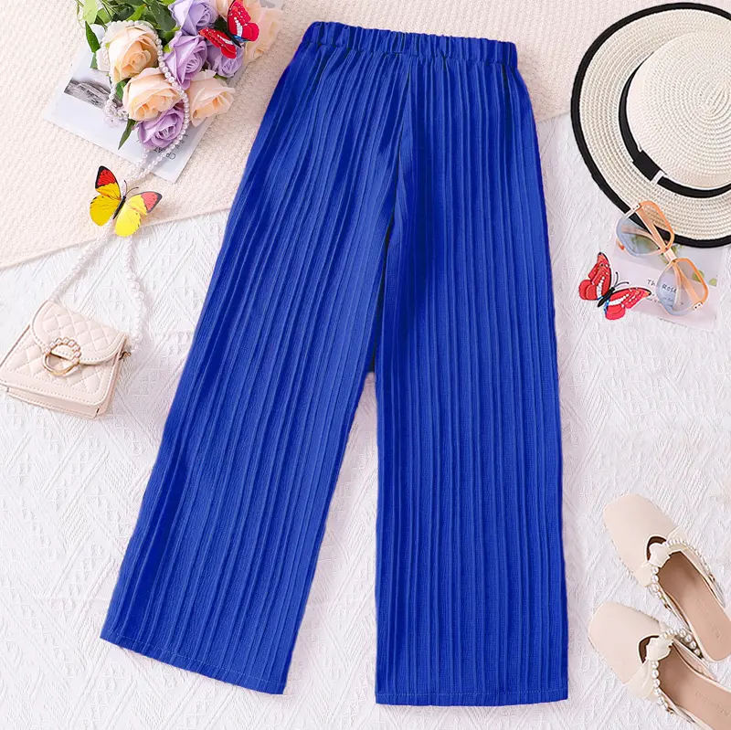 Girls Clothing Solid Color Candy Color Casual Breathable Long Pants For Girls 8-12 Years Old Summer Kids Daily Casual Set