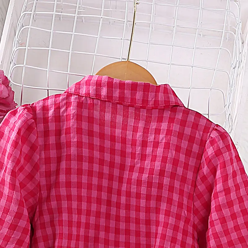 Dress Kids Girls 4-7 Years Girls Red Plaid Long-Sleeved Shirt Dress Stylish Girls Princess Baby Girl Dress
