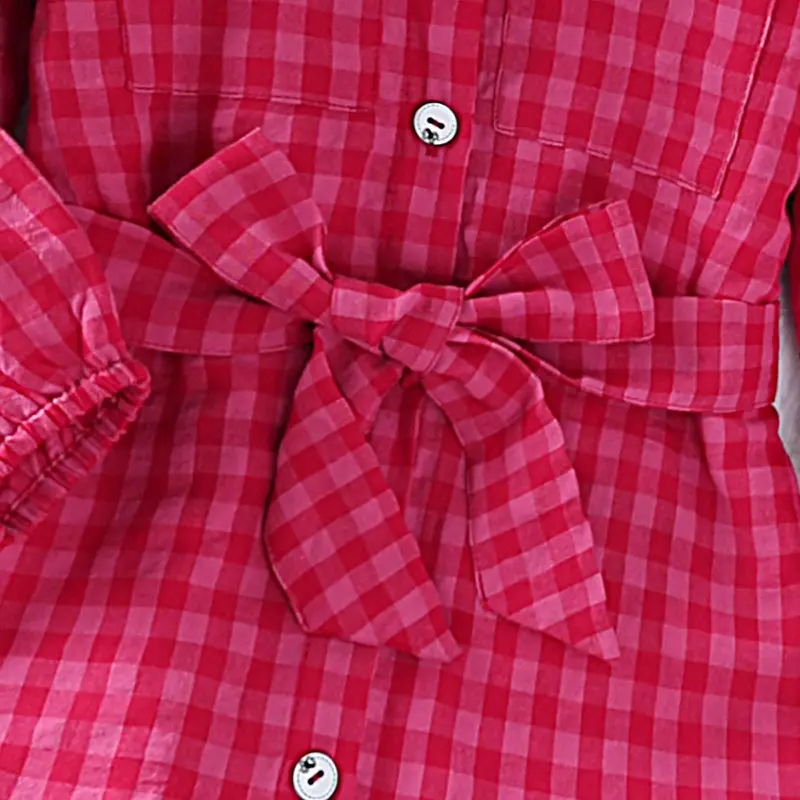 Dress Kids Girls 4-7 Years Girls Red Plaid Long-Sleeved Shirt Dress Stylish Girls Princess Baby Girl Dress