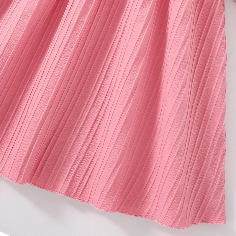 New Dress Baby Pink Short Sleeved Off-The-Shoulder Skirt & Belt Stylish Girls Vacation Holiday Clothes Kids Clothes Dress