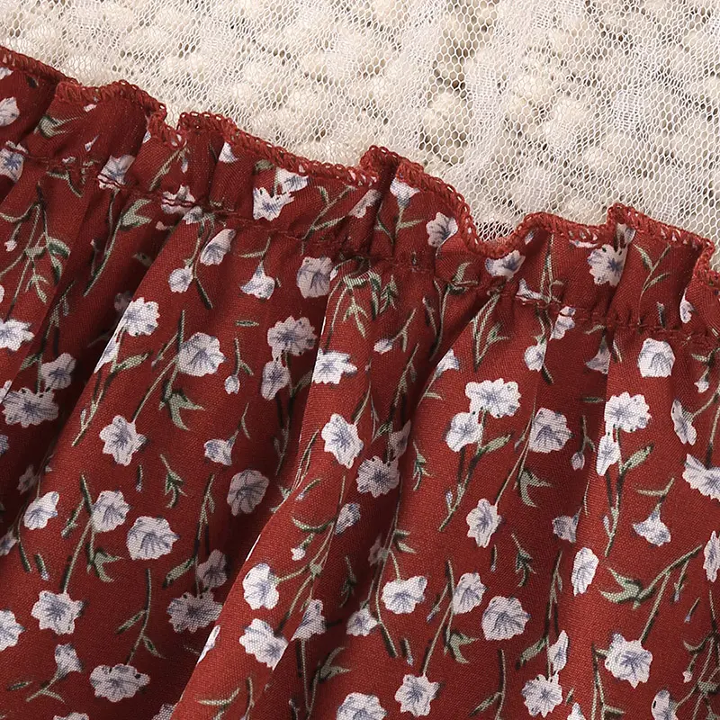 Summer New Dress Kids Girls 2-6 Years Red Gauze Print Dress Summer Baby Girl Floral Dresses Princess Baby Girl Dress
