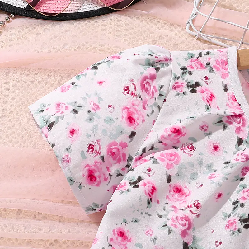 Girls Outfit 2025 New Summer Floral T-shirt & Pink Shorts 2 PCS Sweet Style Trendy Sets For 8-12 Years Daily Clothes Outgoing