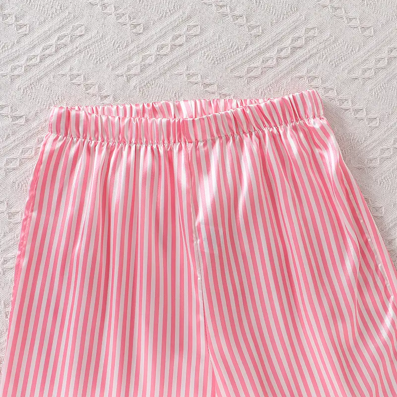 2025 New Girls Outfit 8-12 Years Striped Turn-Down Collar Shirt & Pants Sweet Style Girls Daily Casual Clothing  sleep sets