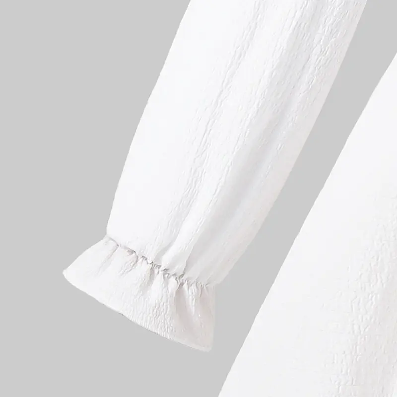 2025 Autumn New Princess Dress Solid Color White Square Collar Ruffled Long Sleeve A-Line Dress For Girls 8-12 Years Party Set