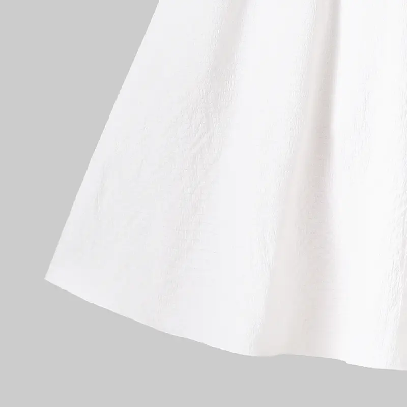 2025 Autumn New Princess Dress Solid Color White Square Collar Ruffled Long Sleeve A-Line Dress For Girls 8-12 Years Party Set
