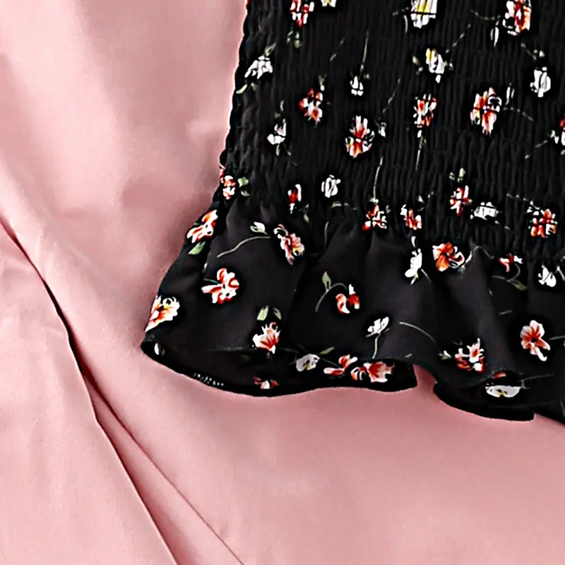 New Summer Kids Clothes Sets For Girls Black Suspender Top&Pink Pants In A Fashionable And Westernized Style