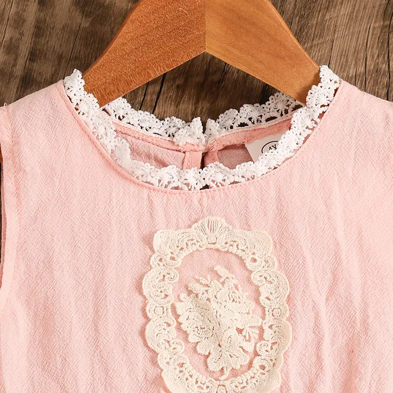 Korean Style Children Clothing Sets Sleeveless Pink Ruffled Hem Tank Top & Pants Adorable Girls Sets Summer Outfit For Baby Girl