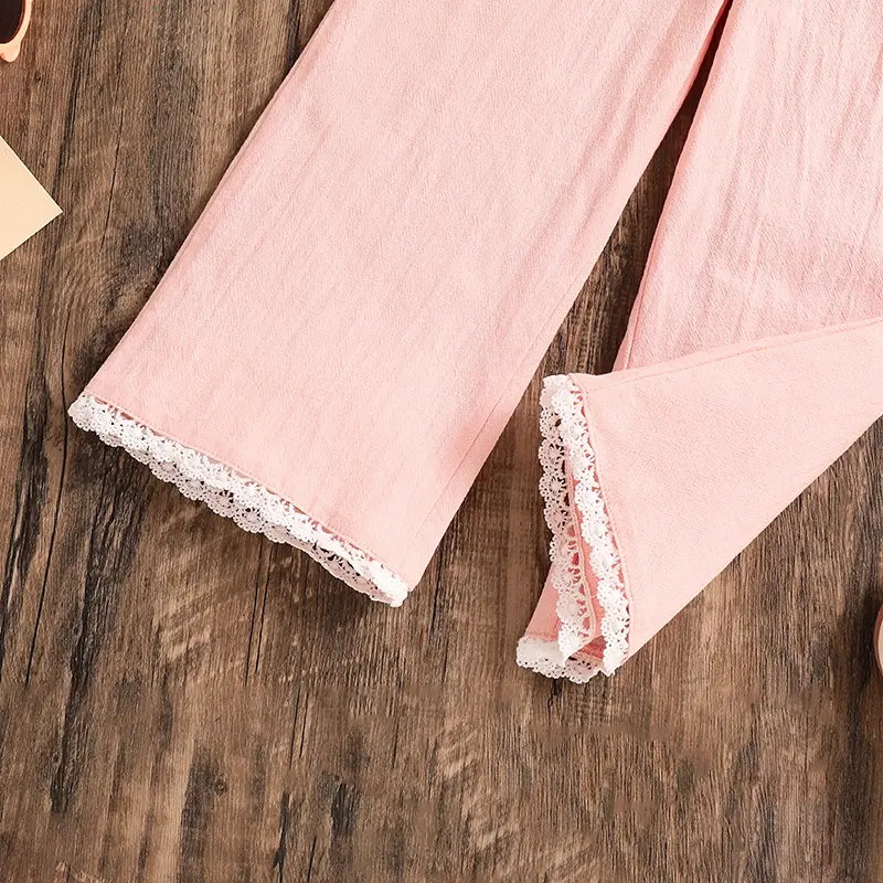 Korean Style Children Clothing Sets Sleeveless Pink Ruffled Hem Tank Top & Pants Adorable Girls Sets Summer Outfit For Baby Girl
