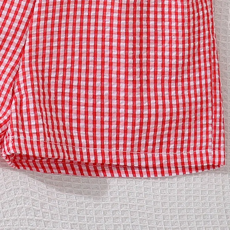 Girls Clothing Sets White Heart Pattern T-shirt & Gingham Shorts 2 PCS Children Daily Casual Sets Children Cozy Summer Clothes