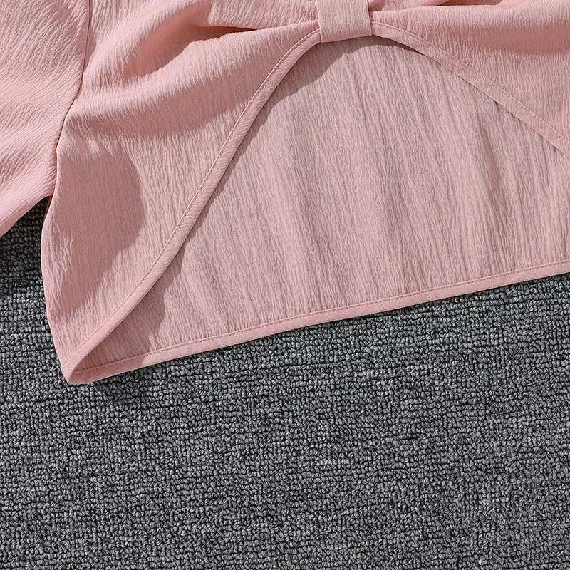 Summer 2PCS Clothes Princess Set Solid Pink Long Sleeve Coat & Sling Print A-Line Dress For Girls 4-7 Years Daily Sweet Style