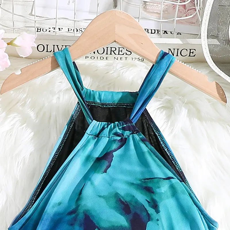 Kids Dress For Girls Green Flower Sleeveless Dress Elegant Style Birthday Party Clothes Princess Dress Versatile Simple Generous