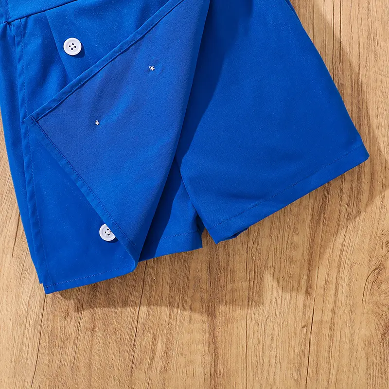 Children Clothing Sets Royal Blue Rose Printed Sleeveless T-shirt & Button-trim Skort Kids Outfit 2 PCS Summer Girls Sets OOTD