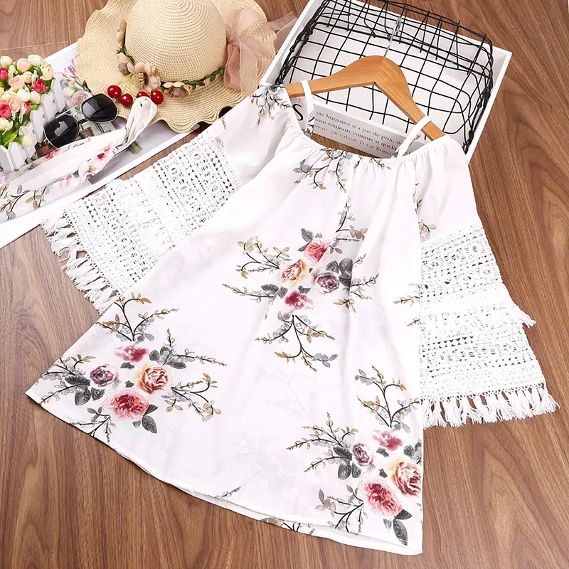 Autumn New Dress Kids Girls 5-12 Years White Halter Print Dress Elegant Vacation Holiday Party Dress Graduation Clothes