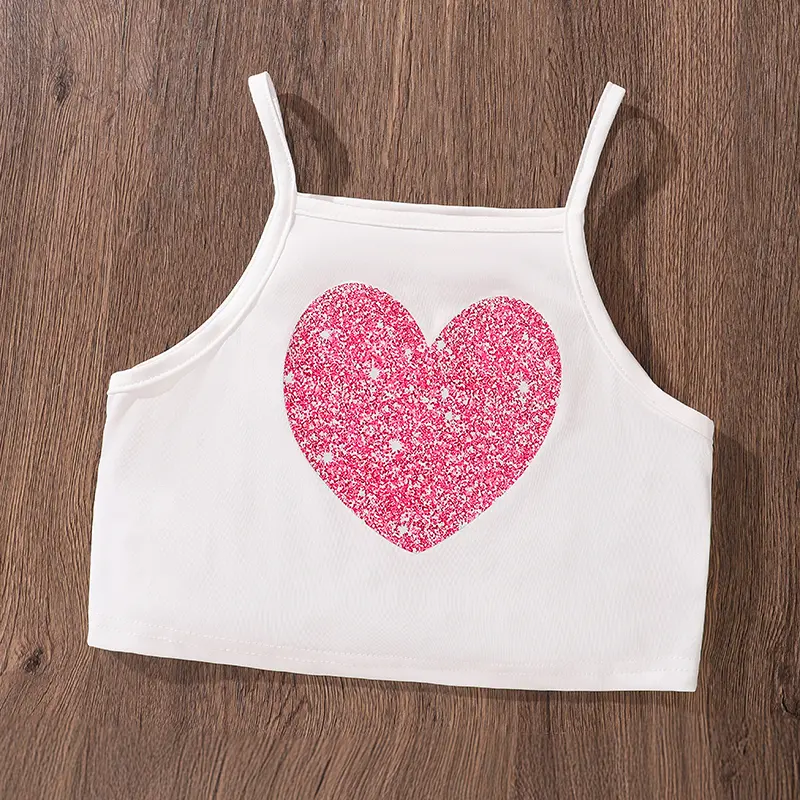 Kids Clothing Sets For Girls 8-12 Years 3PCS Pink Striped Outwear Heart printed Vest & Pink Shorts Sweet Style Girls Outfit