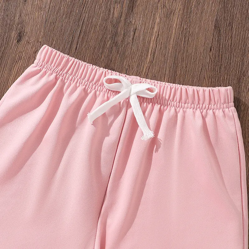 Kids Clothing Sets For Girls 8-12 Years 3PCS Pink Striped Outwear Heart printed Vest & Pink Shorts Sweet Style Girls Outfit