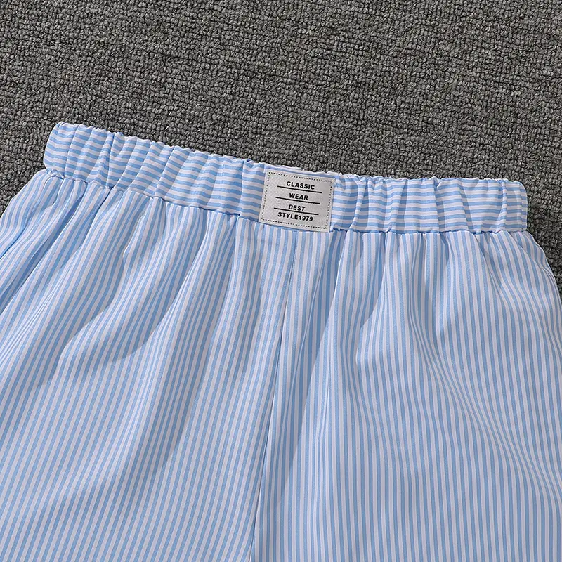 Children Outfit Light Blue Striped T-Shirt & Shorts 2 Pcs Classic Simple Style Korean Style Sets OOTD Kids Sets Girls Suits