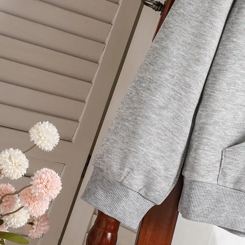 Girl New Designed Classic Clothe Sets Autumn Winter Designer Outfits Grey Long Sleeved Hooded Top And Grey Trousers For Children