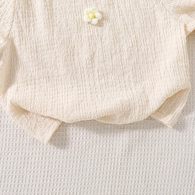 Autumn 2PCS New Kids Clothing Beige O-Neck Floral Long Sleeve Top & Yellow Striped Bow Elastic Waist Pants For Girls Daily Set